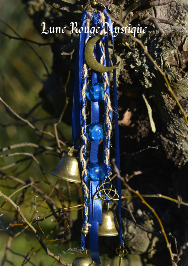 Cloche de sorcière bronze et bleue - Décoration ésotérique protection